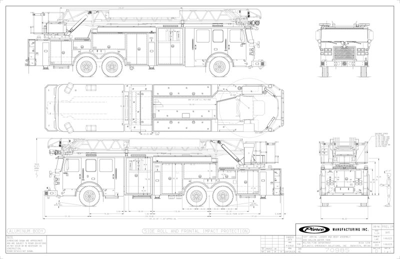 Specs on the planned new ladder truck for Milton Fire Department. SUBMITTED PHOTO